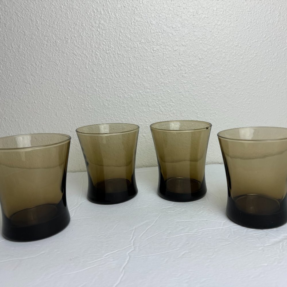 Vintage Brown Whiskey Glasses Set of 4